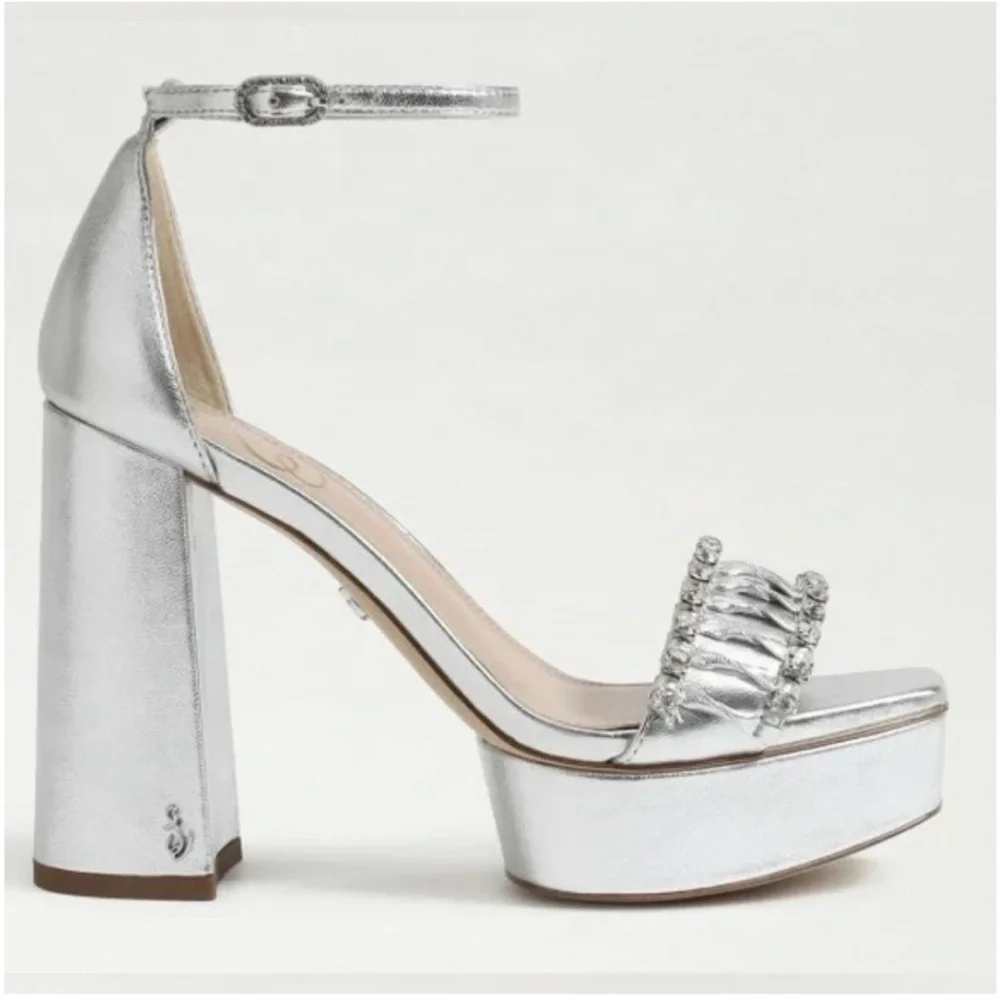 Sam Edelman Ninette Silver Platform Heels Size 7
